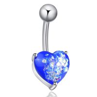 Fashion Resin Opal Heart-shaped Stainless Steel Navel Ring main image 5