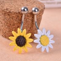 Fashion Daisy Chrysanthemum Paint Alloy Belly Button Ring main image 1