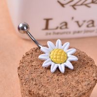 Fashion Daisy Chrysanthemum Paint Alloy Belly Button Ring main image 3