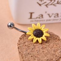 Fashion Daisy Chrysanthemum Paint Alloy Belly Button Ring main image 4