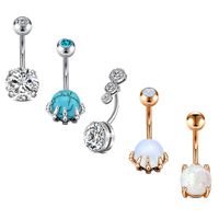 New Imitation Opal Zircon Grab Ball Stainless Steel Belly Ring 5-piece Set Combination main image 2