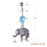 Fashion New Retro Elephant Belly Button Nail Totem Stainless Steel Accessories Wholesale main image 6