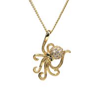 Fashion Octopus Pendant Copper Inlaid Zircon Gold-plated Necklace main image 5