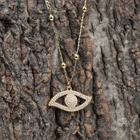 New Creative Devil's Eye Copper Inlaid Zircon Gold-plated Necklace main image 4