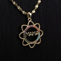 New Mother's Day Mama Sunflower Copper Zircon Gold-plated Pendant Necklace main image 3