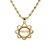 New Mother's Day Mama Sunflower Copper Zircon Gold-plated Pendant Necklace main image 4