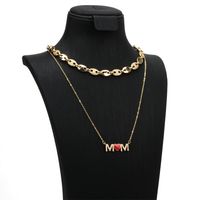 New Mom Inlaid Zirconium Drip Oil Letter Copper Gold-plated Necklace main image 1