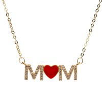 New Mom Inlaid Zirconium Drip Oil Letter Copper Gold-plated Necklace main image 3