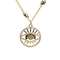 Fashion Devil Eye Round Hollow Copper Inlaid Zircon Gold-plated Necklace main image 5