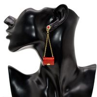 Fashion Tassel Metal Small Bag Shaped Long Metal Earrings main image 3