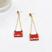 Fashion Tassel Metal Small Bag Shaped Long Metal Earrings main image 5