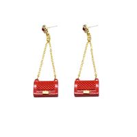 Fashion Tassel Metal Small Bag Shaped Long Metal Earrings main image 6