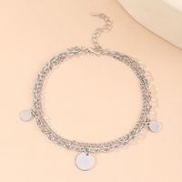 Fashion Double Layered Disc Pendant Anklet Simple Alloy Anklet main image 3