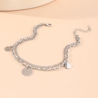 Fashion Double Layered Disc Pendant Anklet Simple Alloy Anklet main image 4