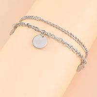 Fashion Double Layered Disc Pendant Anklet Simple Alloy Anklet main image 5