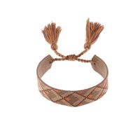 Retro Fashion Color Matching Plaid Fringed Coffee Color Bracelet main image 6