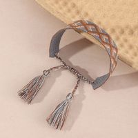 Retro Fashion Plaid Pattern Ribbon Woven Tassel Bracelet main image 4