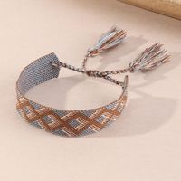 Retro Fashion Plaid Pattern Ribbon Woven Tassel Bracelet main image 5