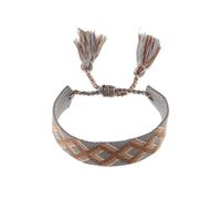 Retro Fashion Plaid Pattern Ribbon Woven Tassel Bracelet main image 6
