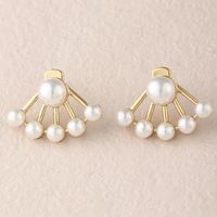 Mode Eingelegte Perlen Einfache Halbkreis Legierung Ohrstecker main image 4