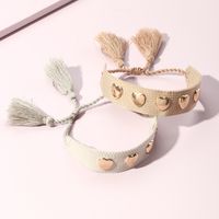 Fashion Simple Solid Color Woven Ribbon Heart-shaped Metal Bracelet main image 3