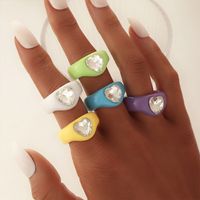 Fashion Resin Heart Zircon Jelly Color Women's Ring main image 1