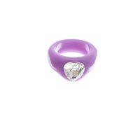 Fashion Resin Heart Zircon Jelly Color Women's Ring main image 6