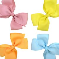 Fashion Simple Children's Solid Color Ribbed Bow Hair Accessories main image 6
