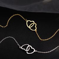 Korean Style Double Heart Stitching Interlocking Necklace main image 5