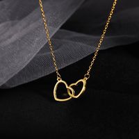 Korean Style Double Heart Stitching Interlocking Necklace main image 6