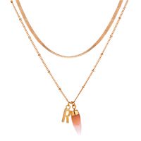 Creative Letter R Pink Imitation Natural Stone Bullet Pendant Necklace main image 6