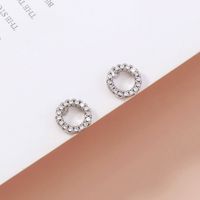 Fashionable Micro-set Zircon Round Basic Simple Round Gemstone Copper Stud Earrings main image 6