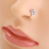 U-shaped Copper Micro-inlaid Zircon Leaves Nose Clip main image 1