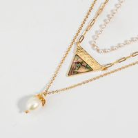 Triangle Color Abalone Shell Pearl Multilayer Necklace main image 3