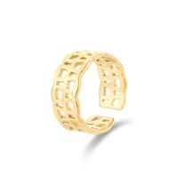 Woven Pattern Titanium Steel Plated 14k Real Gold Open Couple Ring main image 6