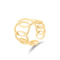 Fashion Stainless Steel 14k Real Gold Plated Hollow Circle Open Ring Female main image 5