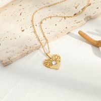 Fashion New Brass Plated 14k Real Gold Hollow Woven Heart-shaped Zircon Copper Necklace main image 5