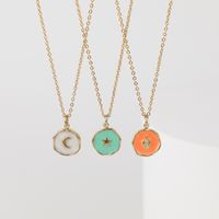 Fashion Geometric Oval Star Moon Copper Necklace Jewelry Plated 18k Gold main image 4