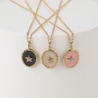Fashion Geometric Oval Star Moon Copper Necklace Jewelry Plated 18k Gold main image 5