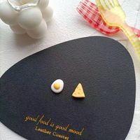 Fashion Creative Cute Resin Cheese Omelette Resin Stud Earrings sku image 3