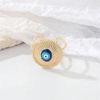 Retro Ethnic Style Sun Blue Devil Eye Geometric Alloy Open Ring sku image 3