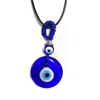 Simple Blue Glass Devil's Eye Pendant Keychain Necklace sku image 2