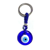Simple Blue Glass Devil's Eye Pendant Keychain Necklace sku image 1