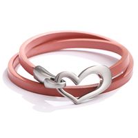 Fashion Simple Hollow Heart-shaped Double-layer Alloy Pu Bracelet sku image 9