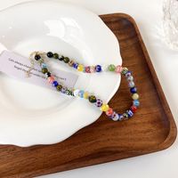 Simple Colorful Glazed Flower Hand-beaded Necklace sku image 1