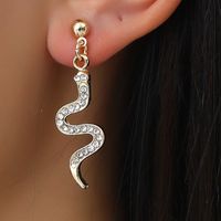 Fashion Snake-shaped Diamond Metal Creative Coil Metal Earrings sku image 1