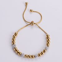 Fashion Adjustable Size Snake Chain 18k Gold Beaded Bracelet sku image 2