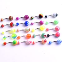 Uv Acrylic Multicolor Titanium Steel Belly Button Ring Color Piercing Jewelry sku image 1