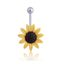 Fashion Daisy Chrysanthemum Paint Alloy Belly Button Ring sku image 2