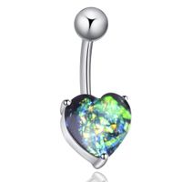 Fashion Resin Opal Heart-shaped Stainless Steel Navel Ring sku image 4